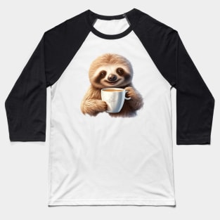 Cute Sloth with Coffee Drink Baseball T-Shirt